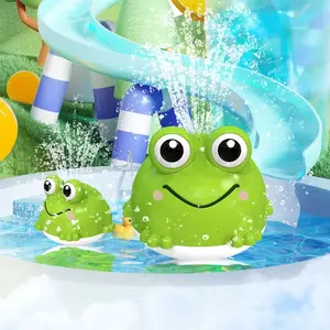 Automatic Sensing Water Frog Light Rotating Rechargeable Spray Ball Baby Bath Toy, Interactive Plaything for Kids, Fun Bathtime Accessory, Sensory