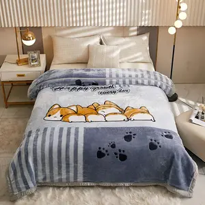 Cartoon Dog Pattern Blanket, Animal Blankets, 1 Count Soft Comfortable Air-conditioned Room Throw, Warm Nap Blanket for Home & Office
