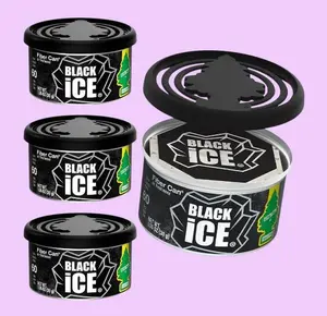 LITTLE TREES Car Air Freshener Black Ice 4 Pack Long Lasting Scent for Auto & Home Recycled Fiber Citrus & Cedarwood Notes Compact Design for Laundry Rooms & Garages