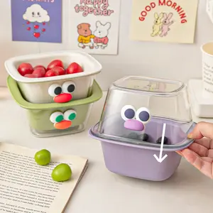 2024 New Double Drain Basket Fruit Washing Machine Cute Mini Fruit Tray Delicate Drain Basin Multi-purpose Kitchen Storage Box