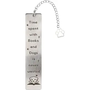 Bookmark for Women, Cute Puppy Bookmark with Paw Pendant Stainless Steel  Book Mark Pet Lovers Fun Reading Accessory for Adults  Girl Boy  Book Lovers (Style B)