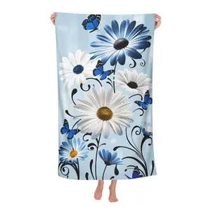 Daisy Floral Design Bath Towel  ultra-fine fiber beach towel, soft and absorbent bathroom and swimming pool accessory, suitable for sunbathing and beach use, Microfiber Bath Towel