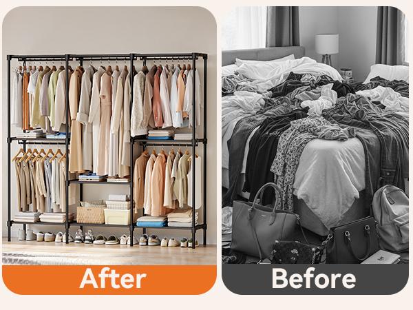 Wardrobe Closet,Portable Clothes Racks for Hanging Clothes, Free Standing Closet with 6 Tier Shelves, Closet Organizers and Storage Rack for Cloakroom, Bedroom, 80.7 x 15.6 x 77 Inches Wardrobe Closet,Portable Clothes Racks for Hanging Clothes, Free Standing Closet with 6 Tier Shelves, Closet Organizers and Storage Rack for Cloakroom, Bedroom, 80.7 x 15.6 x 77 Inches