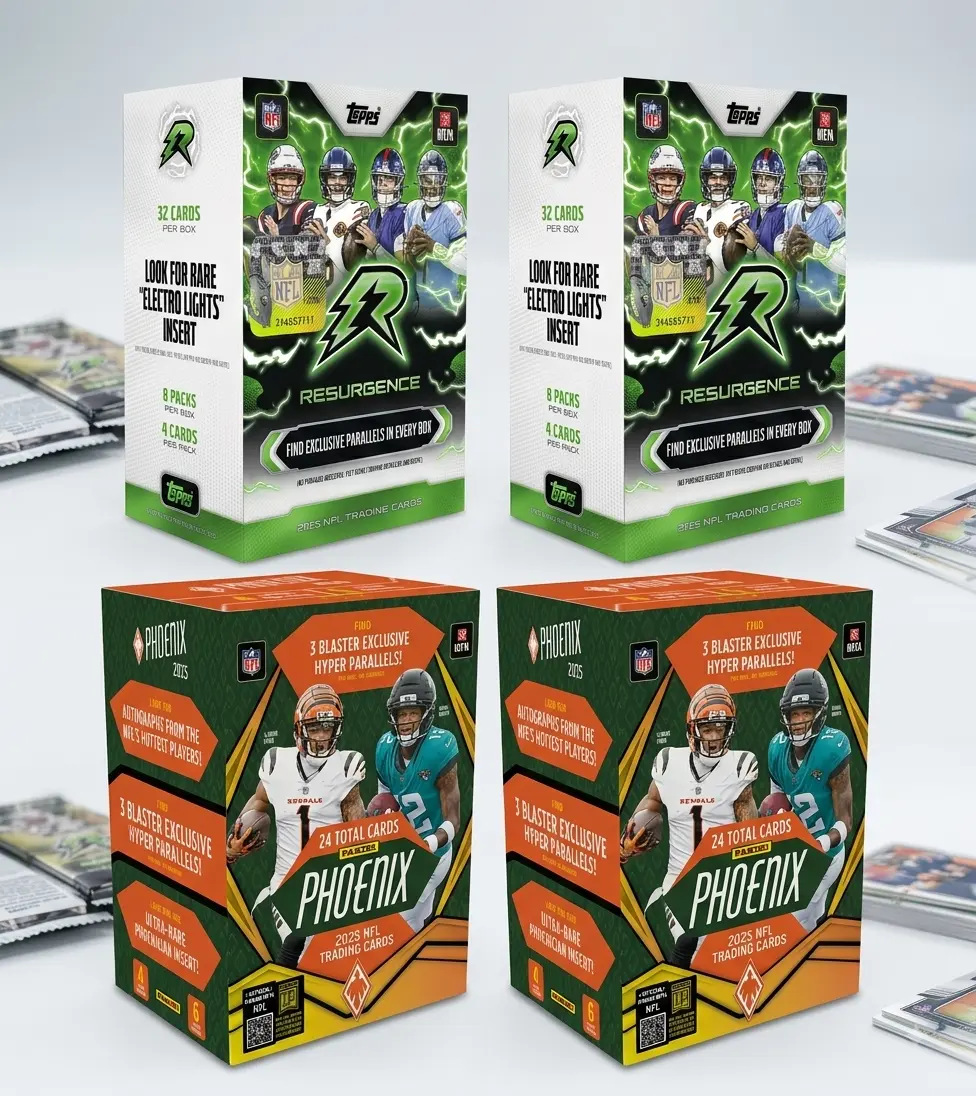 FSC PYT #2 Football Trading Cards Collector Set - 2x 2025 Topps Resurgence Blasters, 2x 2025 Panini Phoenix Blasters, Includes Rookies, Top Loaded