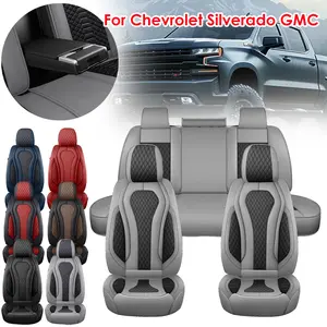 For Chevrolet Silverado GMC Sierra Car 5 Seat Covers for 2007-2023 2024 2025 1500/2500 HD/3500 HD, Deluxe Napa Leather Front & Rear Seat Cover Protector, 3D Full Surround with Storage Bag & Waterproof Auto Interior Accessories