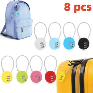 8 Pieces Waterproof 3-digit Metal Mini Password Lock - with Steel Wire Rope, Portable School Gym Padlock, Used for Backpacks and Suitcases, Storage Cabinets, Textiles & Soft Furnishings