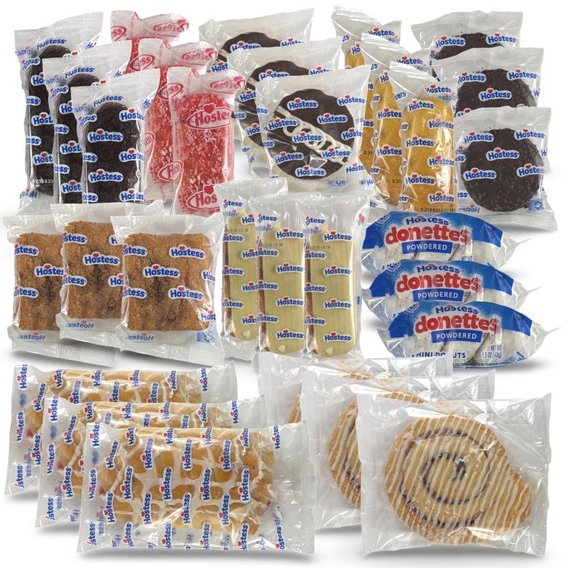 Hostess Variety Pack | Cupcakes, Cinnamon Rolls, Danish, Ding Dongs, Twinkies, Zingers | 30 Count