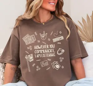 Everyone Communication Speechie AAC Bcba Aba Shirt Comfort Colors Sped Teacher Inclusion AAC Communications T-Shirt Speech Pathology Graduate