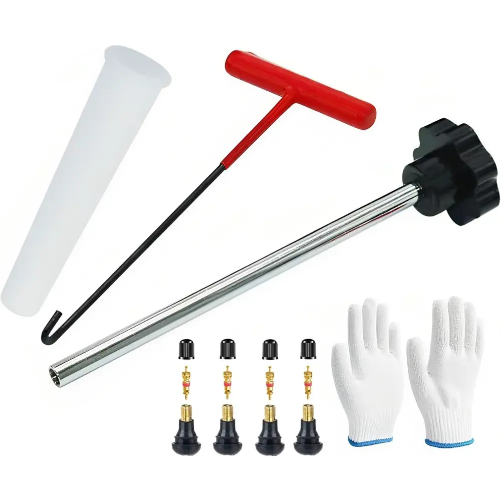 7PCS Quick Tire Valve Replacement Tool Kit - Car Repair Tire Fitting Tool with 0.453inch Rim Hole Compatibility, Instruction Manual, Free 4 Valve Cores for Most 0.453inch Rim Hole Cars, Trucks, 0.453Inch Rim Holes
