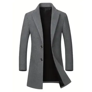 Mature Men Spring And Autumn Winter Coat Sheep Hair Content 40% Warm And Comfortable Trench Coat Casual Single Row Design Button Pea Jacket Trench Coat Street Mature Men With Suitable For Dating Parties Work Negotiations
