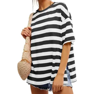 Tankaneo Womens Oversized Tshirts Summer Casual Short Sleeve Crew Neck T Shirt Loose Fit Side Slit Tee Tops