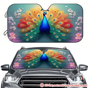 The gorgeous Peacock car sun visor with 1pc screen opening 2D high-definition printing effectively blocks sunlight and is suitable for decorating the front windshield of SUVs, trucks, and RVs