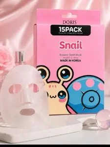 Korean Snail Face Mask 15 Pack – Deep Hydration & Glass Skin Glow in 15 Minutes