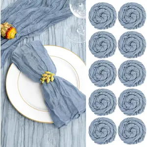 60 Pack Gauze Cheesecloth Napkins Wrinkled Table Napkins Soft Cotton Cloth Napkins Rustic Decorative Napkins for Weddings Party Dinner Table Everyday Use, 20 x 20 Inch (Dusty Blue)