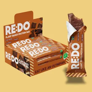 RE:DO CHOCOLATE Plant-Based Protein bar, 9 Bars, 12g Vegan Protein, Dairy & Nut Free, No Palm Oil, Meal Replacement, Healthy Snack