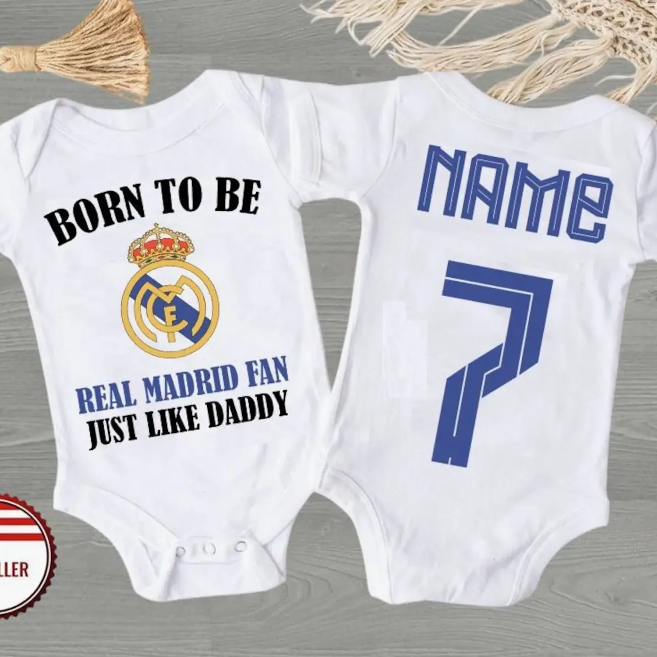 Customize Born To Be Real Madrid Baby Bodysuit, Real Madrid Fan, Hala Madrid , Gift For Him, Baby Shower Gift , Gift For Her, Birthday Gift
