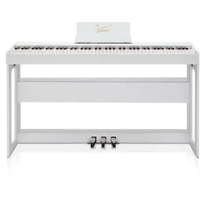 Flower Dance GDP-104 88-Key Full Weighted Digital Piano with Furniture Stand Power Adapter Triple Pedals Headphone for All Skill Levels White