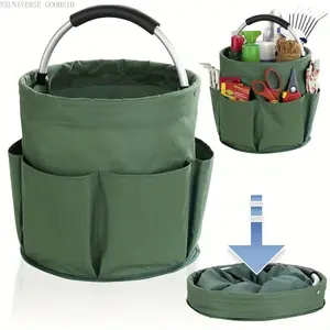 Foldable Picnic Basket Garden Tool Bag, Outdoor Handheld Storage Basket, Oxford Fabric Bucket Organizer with 6 Compartments, Space-Saving Design, Outdoor Camping SuppliesXXUNIVERSE GOODS10