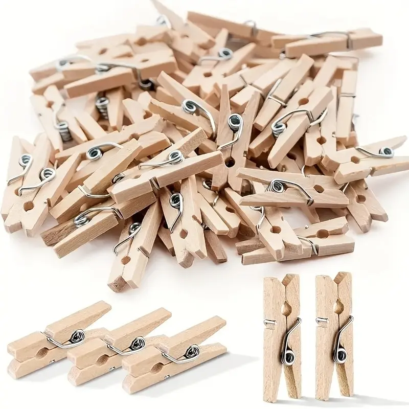 50pcs Wooden Mini Clothespins, Multipurpose Photo Clips for Decor, Decoration, Crafts, Art Projects, Weddings, Birthdays, Anniversaries, Holidays, Craft Supplies, Anniversary Supplies