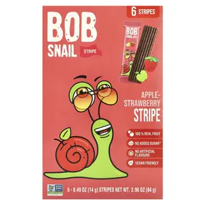Bob Snail Fruit Stripe, Apple-Strawberry, 6 Stripes, 0.49 oz (14 g) Each