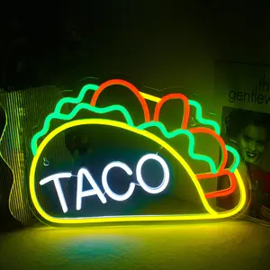 Taco Neon Sign, USB Powered Neon Light, Decorative LED Lamp for Taco Shops, Fast Food Bars, Snack Bars, Restaurants, Bars, Kitchens, Food Courts, Parties