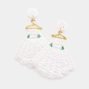 Wedding Dress Seed Bead Earrings for Bride to Be
