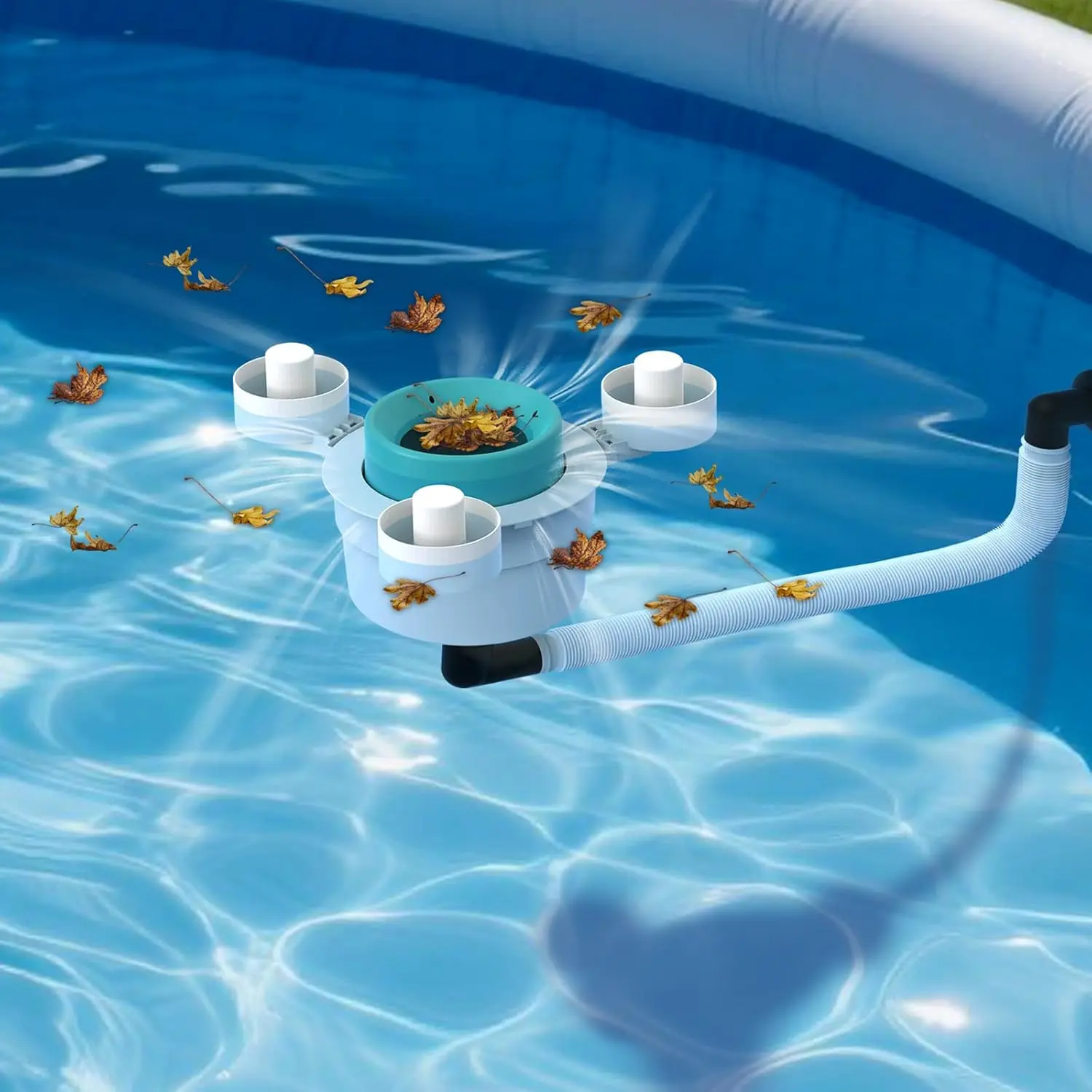 Floating Pool Skimmer for Above Ground Pools, Tri-Float Skimmer with Removable Basket - Easy Install Above Ground Pool Accessories, Universal Pool Cleaning Accesorios para Piscina