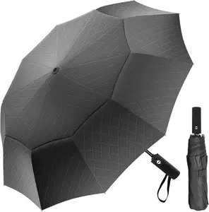 46/54/62 Inch Large Golf Umbrella, Windproof 10 Ribs Automatic Open/Close Oversize Double Canopy Vented Portable Folding Travel Umbrellas, UPF 50+ Sun & Rain Compact Umbrellas for Outdoor