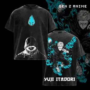 Itadori Yuji Execution Arc Vintage Washed T-Shirt – Jujutsu Kaisen Anime Graphic Tee Oversized Streetwear Apparel, Soft Cotton Casual Unisex Top, Cursed Energy Inspired Sweatshirt, Gift for JJK Fans
