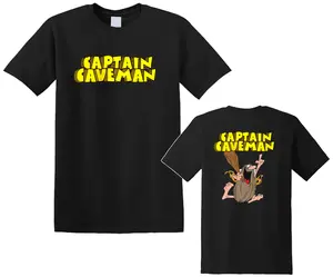 Funny Captain Caveman Movie Logo Symbol Men's Navy Gray Black T-Shirt