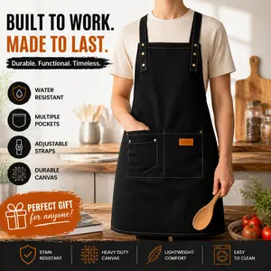 Chef Apron with Multiple Pockets – Large Pocket Design for Cooking, Baking & Grilling, 3-Button Adjustable on Each Side, Spill-Proof, One-Size-Fits-Most, Machine Washable, Gift Idea#SummerVibes