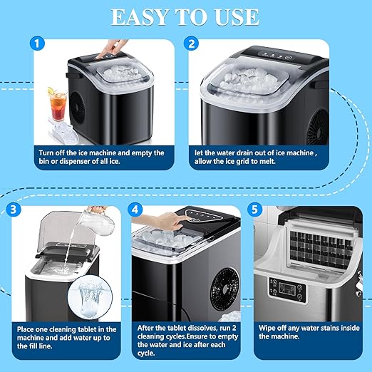 Ice Machine Cleaner Maker Descaler -  Clean Tablets Compatible with Frigidaire, Opal, GE Profile, Kitchenaid, Nickel Safe Scale Remover for Countertop, Nugget Ice Makers