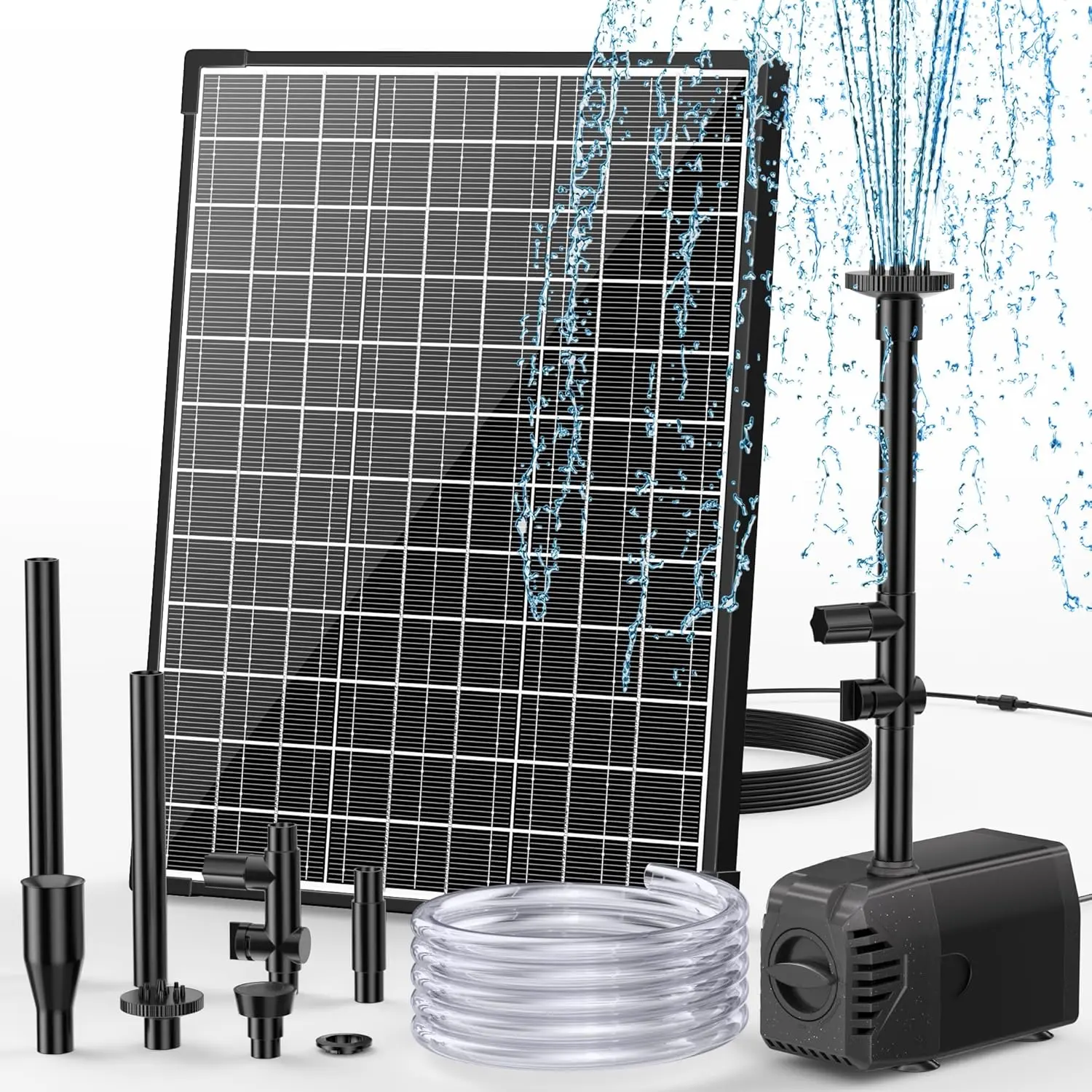 POPOSOAP Solar Water Fountain Pump, 20W Solar Powered Water Pump 320GPH Flow Adjustable, Solar Fountain Pump with 17Ft Cord Length for Ponds, Fish Tank, Wildlife Garden, Waterfall