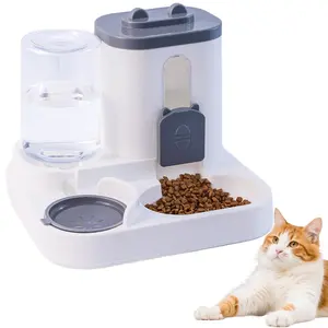 2-in-1 Automatic Cat Feeder & Water Dispenser Set with Pet Food Bowl Gravity Dog Waterer & Food Feeder for Small Medium Dogs Cats Puppies Kittens Large Capacity
