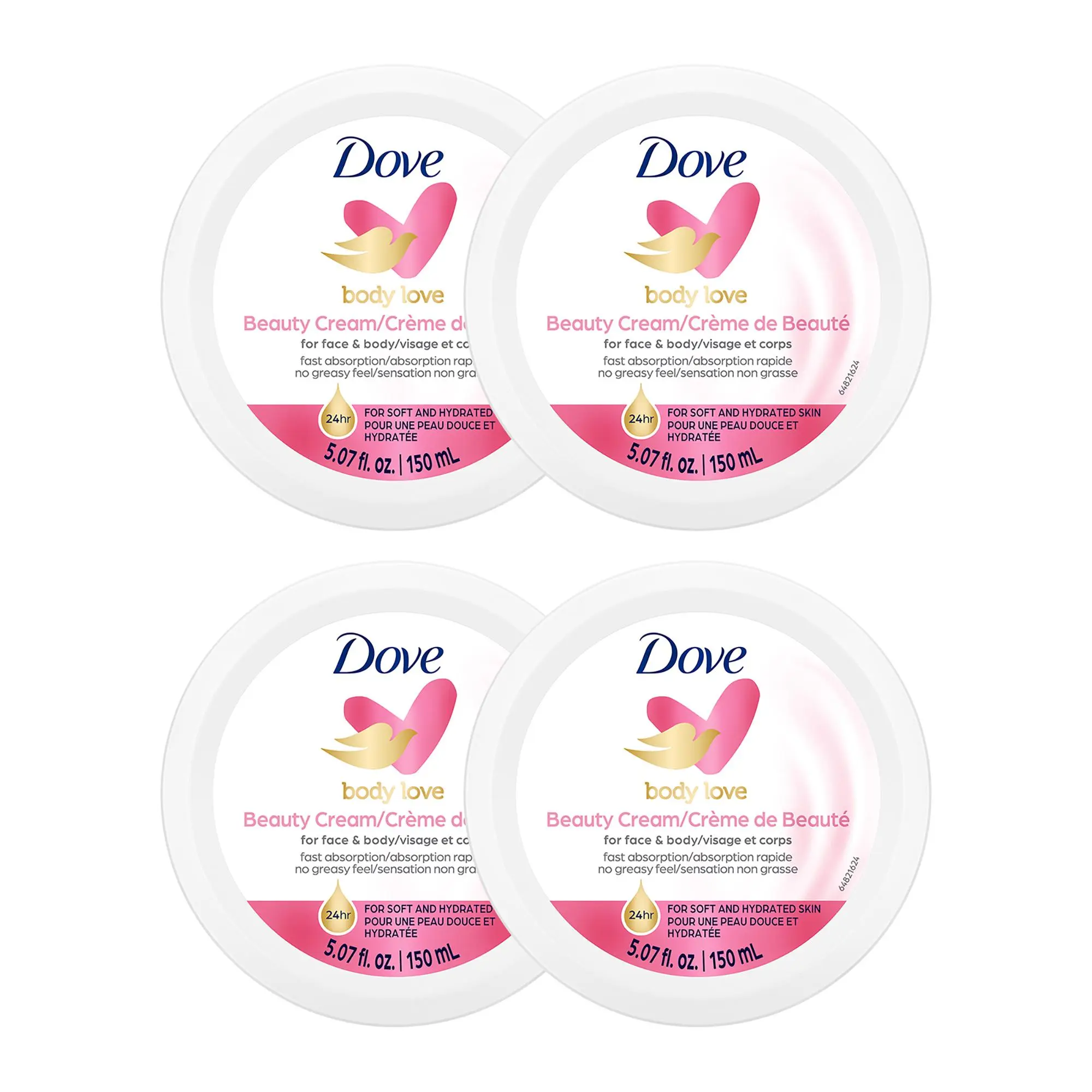 Dove Beauty Cream, Pink - 5 oz Face and Body Lotion - Pack of 4