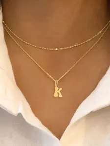 Elegant Stainless Steel Necklace Set for Women, Fashionable Bubble Initial Pendant, Multi-Layer Chain Design, Casual Style, Letters Necklace