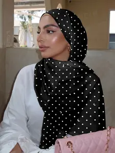 Boho Style Polka Dot Vintage Polyester Long Scarf, Women's Summer Casual Elegant Hijab, Versatile Fashion Accessory, Muslim Headscarf
