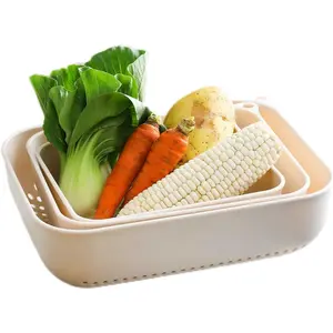 3 count Fruits & Vegetable Colander Set,2 in 1 Fruit Washing Basket with Strainer,Multipurpose Vegetable Filter,Multi-layer Kitchen Draining Basket Set