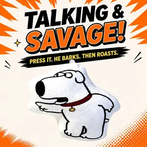 【Upgraded Oversized Edition】Gag-style Brian voice-activated keychain, squeeze sound toy, stress relief plush doll, perfect gift for friends