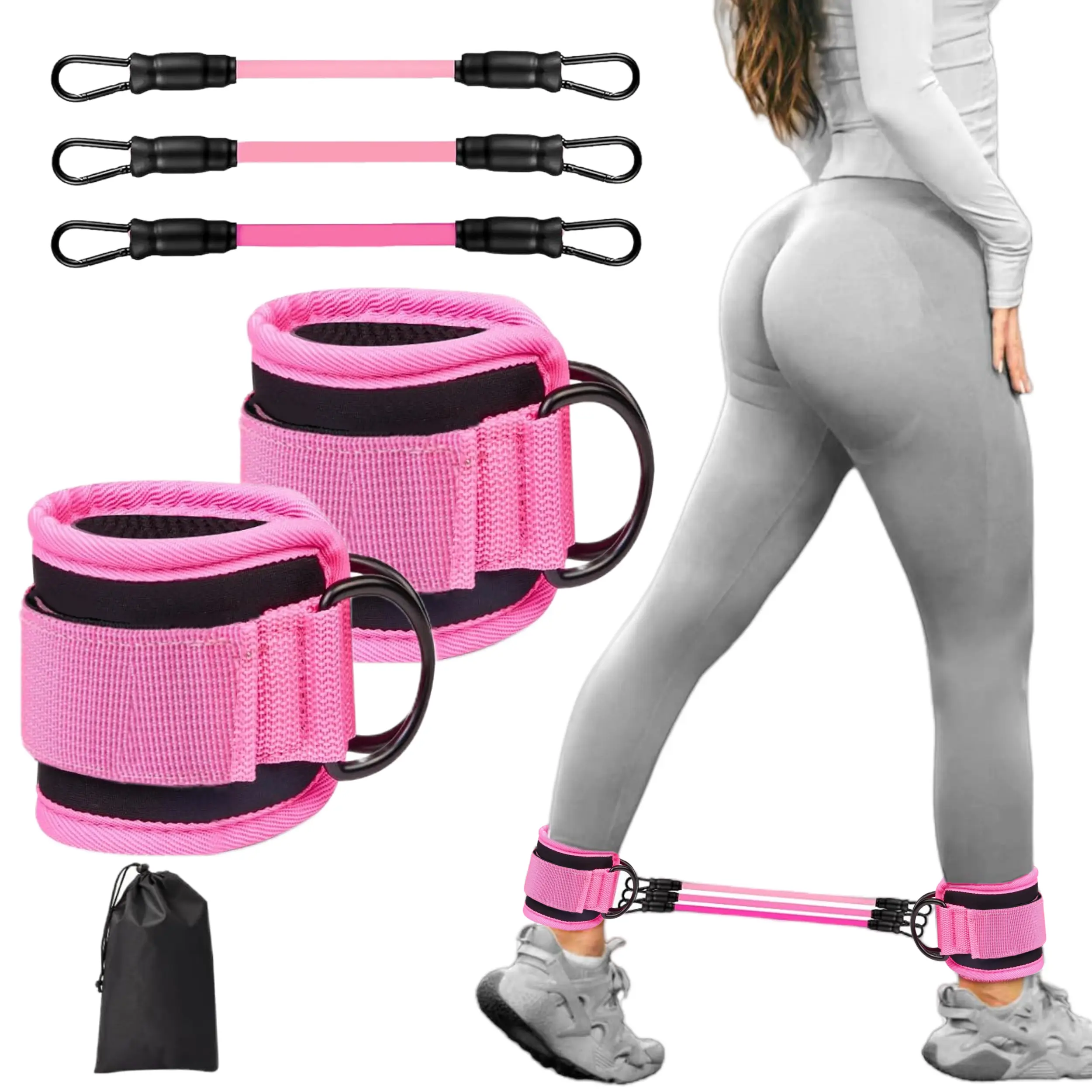 Ankle Resistance Bands for Women with Cuffs, Glutes Trainer for Hip Training, Kickbacks & Lower Body Athletic Workouts, Gym Stuff, Lower Body Workout, Leg Workouts, Athletic Training Resistance Bands, Ankle Weights Fitness Band Set