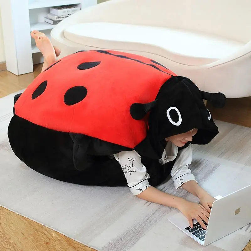 Wearable Ladybug Shell Soft Plush Pillow, Sleeping Pillow Bed Cushion, Home Decor Gift for Parties & Cosplay Games