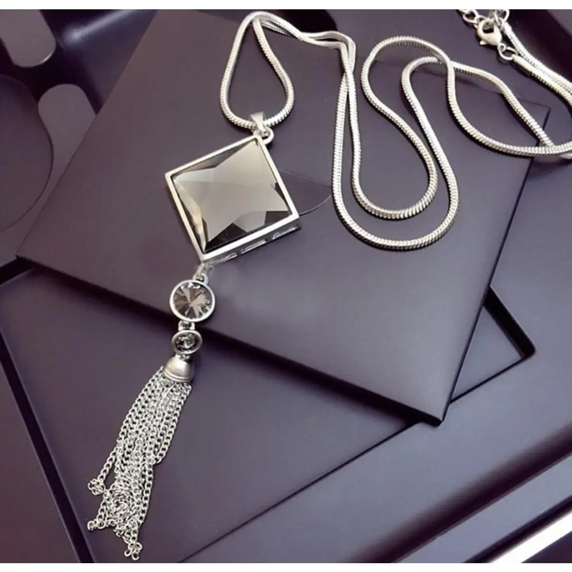 017 Square Tassel Necklace
