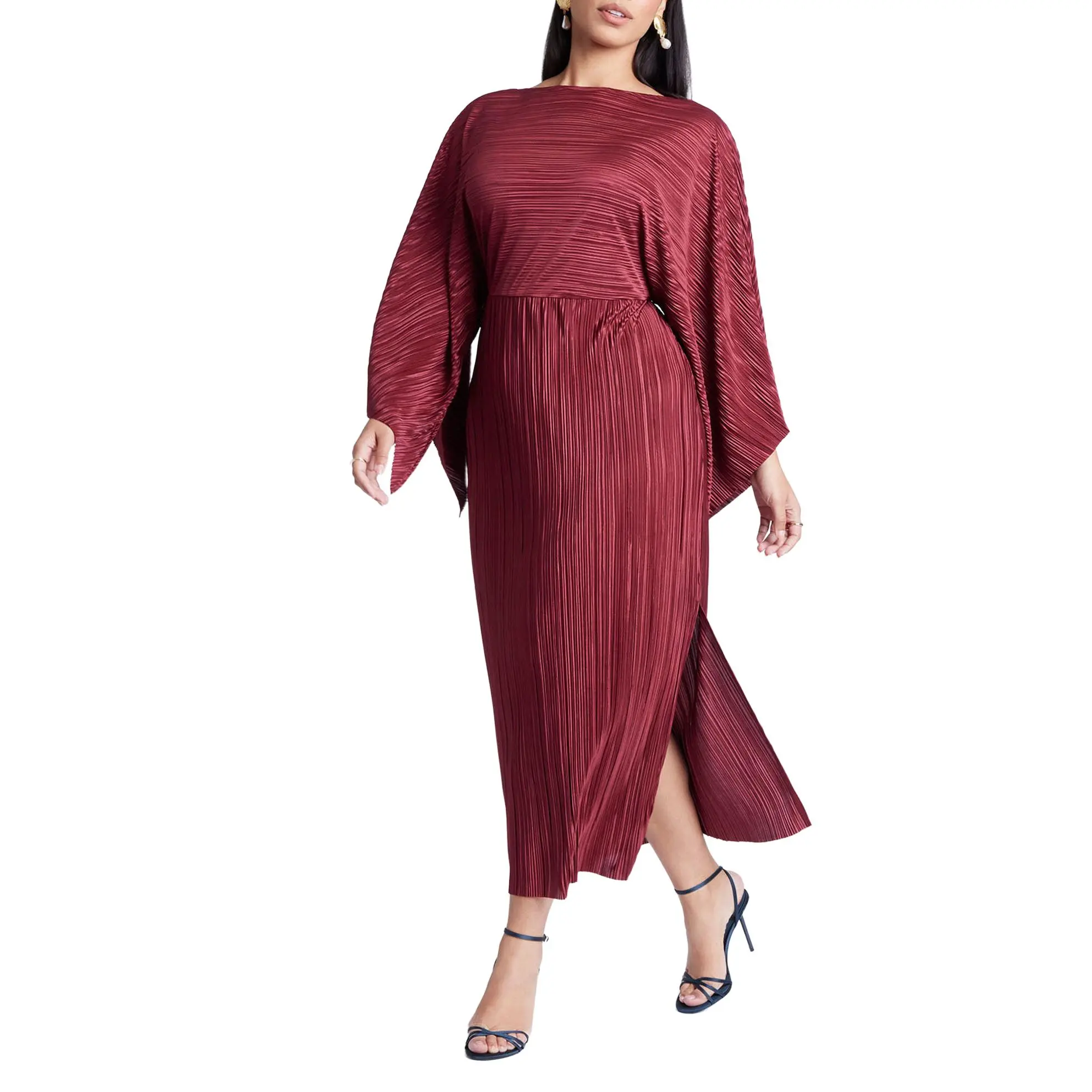 ELOQUII Women's Plus Size Cape Effect Plisse Dress