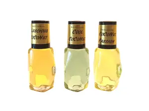 Coconut Trio Collector's Set Body Oils: Cool Coconut, Coconut Passion, and Luscious Coconut-Sweet, Fruity, Tropical-Uncut-No Alcohol-Unisex