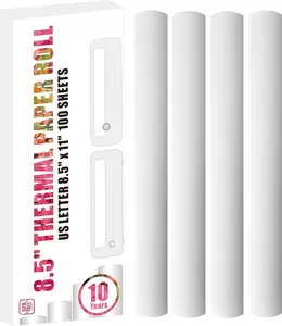 Thermal Paper Rolls 8.5" x 11" Compatible for Gloryang & JADENS PD-A4 Thermal Printer Paper for  M832 M834 Inkless Printer Papers for Aixiqee A80 A81 Thermal  Letter 4 Rolls (100 Pages)