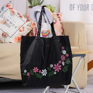 Floral Print Foldable Shopping Bag, Reusable Bags, Durable Oxford Fabric, Safety Buckle Closure, Lightweight Portable Design, Ideal for Shopping & Travel