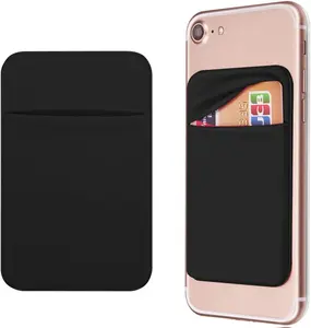 Cell Phone Pocket Self Adhesive Card Holder Stick On Wallet Sleeve with Adhesive ID Credit Card ATM Card Holder for iPhone Android 2 PACK BLACK