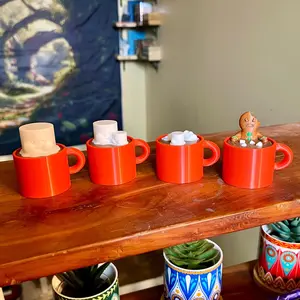 Hot Chocolate Cocoa 4pk Fidget Clicker Set - Key Cap Figure - Fidget Stim Gift Novelty Toy Figure - Full Color