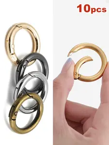 10pcs Spring O Ring Clips, Metal Round Spring Snap Keychain Rings for Keys, Crafts, Handbags Outdoor Keychains