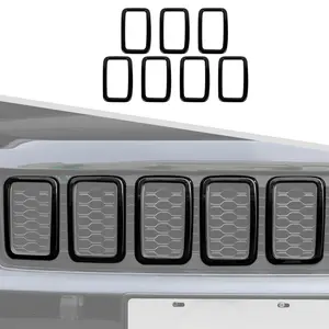 For 2017-2020 Jeep Grand Cherokee Front Grill Inserts Trim Grille Ring Cover Kit car interior design accessory tiktok shop caraccesories decorative automotive carbon fiber sticker decoration black